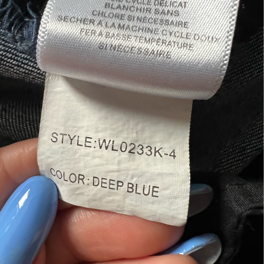 WASH LAB Cotton Medium-Dark Wash Asymmetrical Frayed Hem Denim Modest Skirt Sz L - Picture 15 of 15